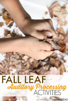 Fall Leaf themed auditory processing activities for sensory needs in kids.