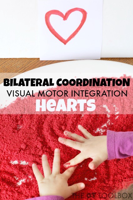 Bilateral coordination activity with a heart theme for Valentines Day
