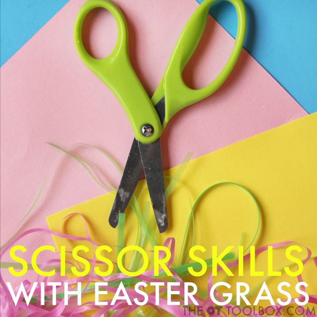 Teach kids Scissor skills and accuracy with cutting with scissors with this easy Easter activity for kids.