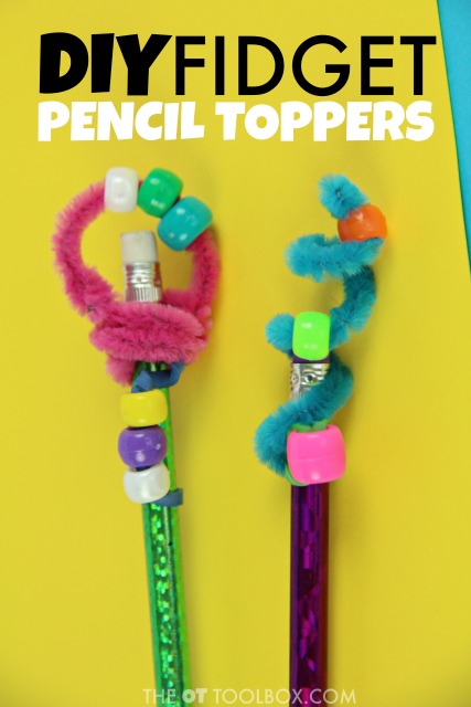 Help kids pay attention and focus when writing at school with a DIY pencil topper fidget toy.