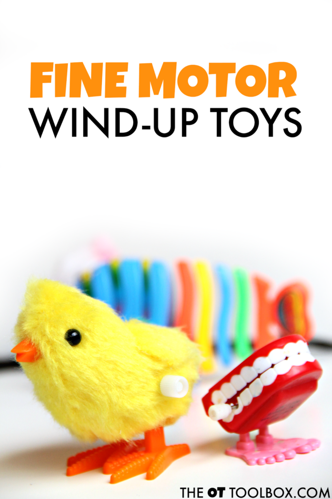 Help kids work on fine motor skills using wind-up toys