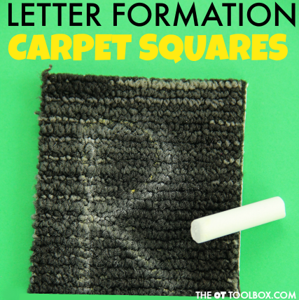 Use carpet squares to work on letter formation and motor planning in handwriting