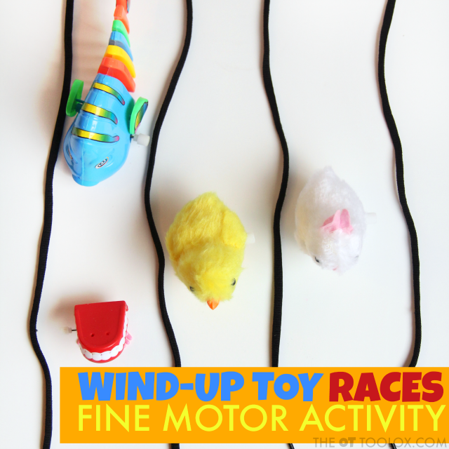Wind up toy fine motor activity races