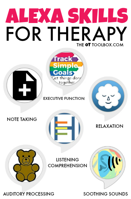 Use these Alexa skills on your Echo dot or Amazon echo device to help kids develop the skills in therapy that they need for focus, attention, independence. 