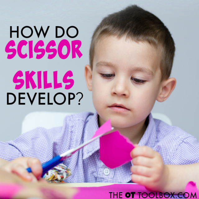 Pasos del desarrollo de la habilidad de las tijeras, esto es perfecto para cualquiera que se pregunte cómo se desarrollan las habilidades de las tijeras en los niños