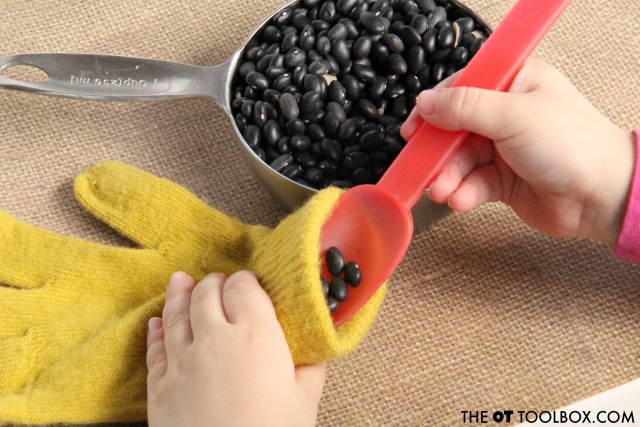 Use dry beans to make a weighted fidget toy that helps with attention and focus in school or at home