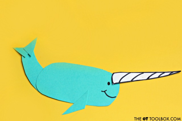 Kids can work on scissor skills when making this narwhal craft.