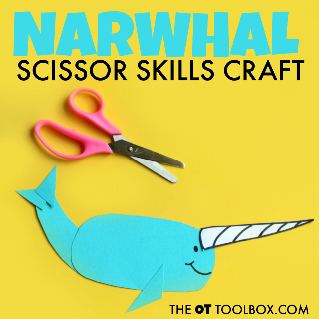 Esta manualidad del narval es ideal para ayudar a los niños a desarrollar y trabajar la habilidad de las tijeras.