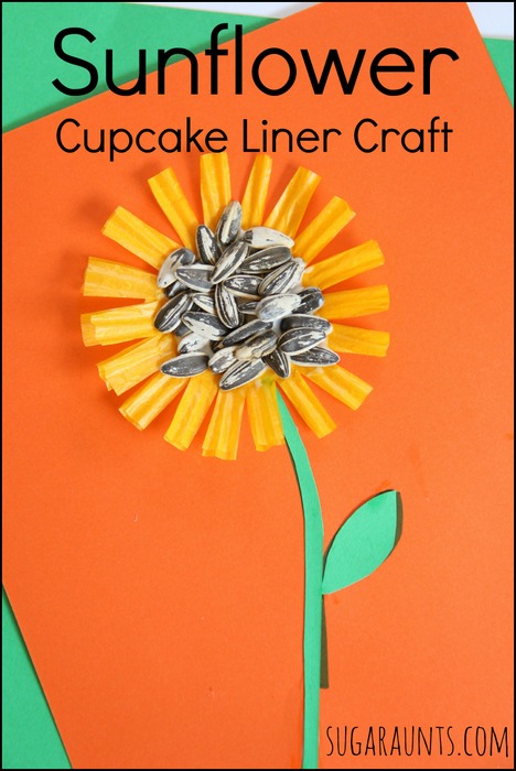 Sunflower craft made from a cupcake liner