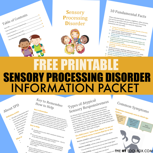 Parents and teachers will love to pass on this free sensory processing disorder information booklet.