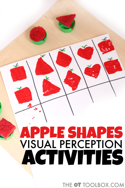 Use DIY apple stamps to work on visual perception with an apple theme.
