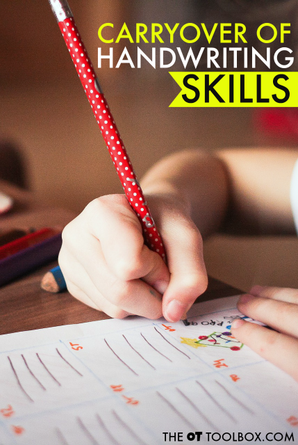 Utiliza estas estrategias para ayudar a los niños a mantener las habilidades de escritura aprendidas en la práctica individual o en la intervención de terapia ocupacional.  