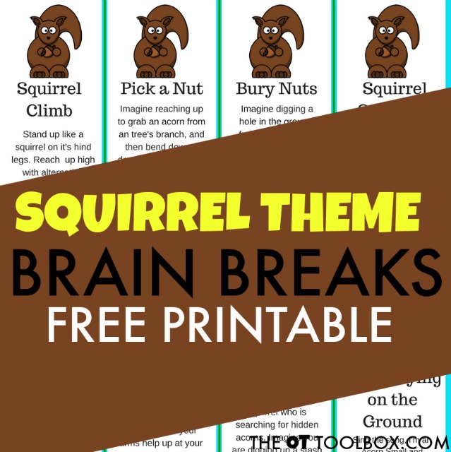 Squirrel brain breaks for a brain break themed activity that promotes movement for kids in the classroom or home this Fall while improving focus and attention through movement.