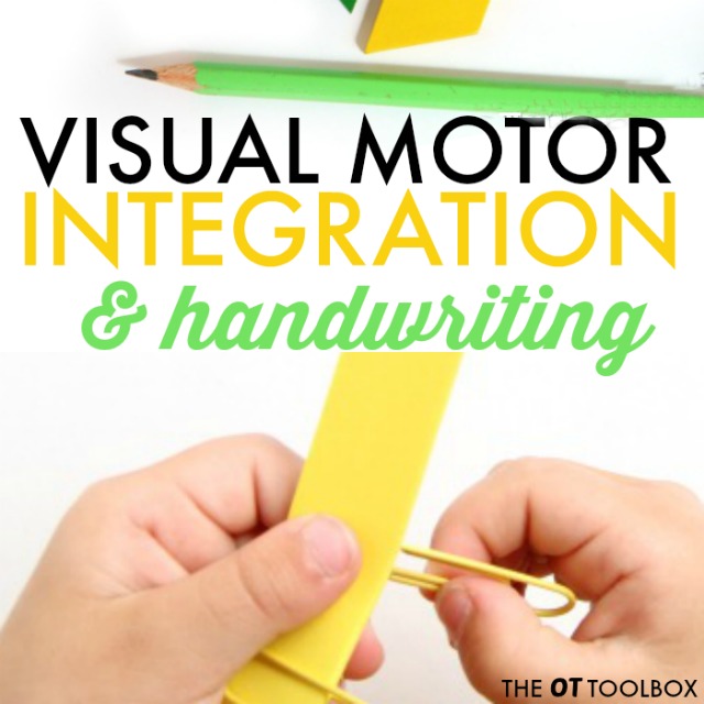 Activities designed to help with visual motor integration and handwriting problems in kids.