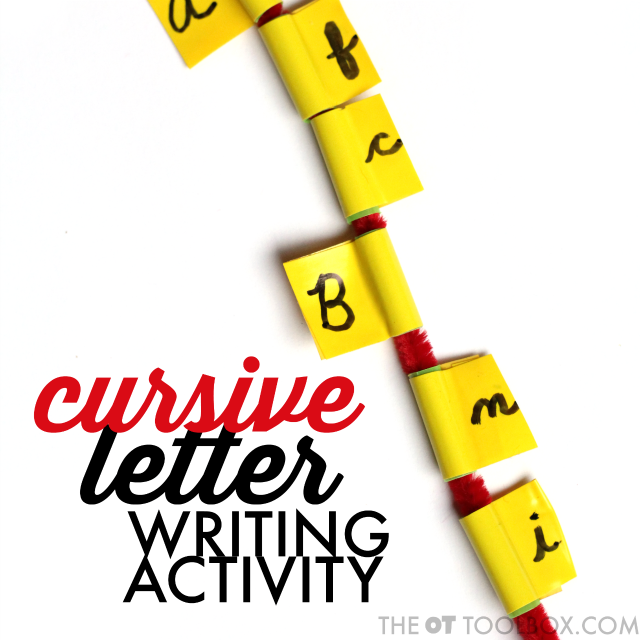 Use this cursive letter activity to help with cursive letter identification and carryover of cursive handwriting skills.