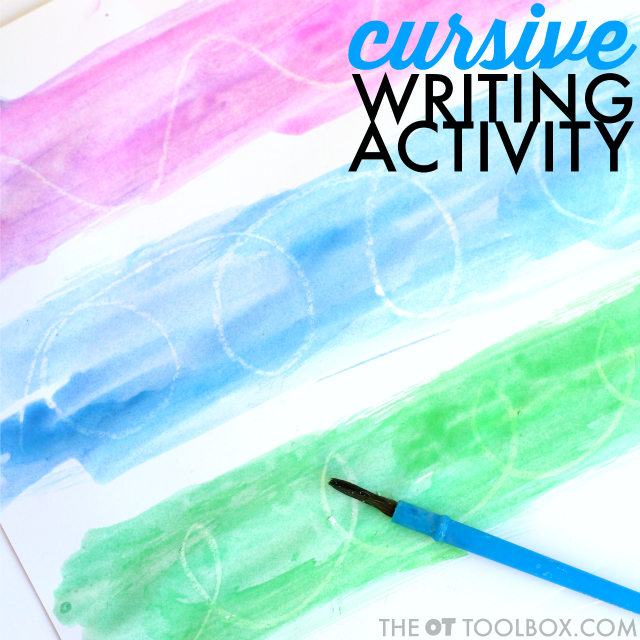Try this watercolor resist activity to practice cursive handwriting including letter formation, cursive writing lines, and pre-cursive lines.