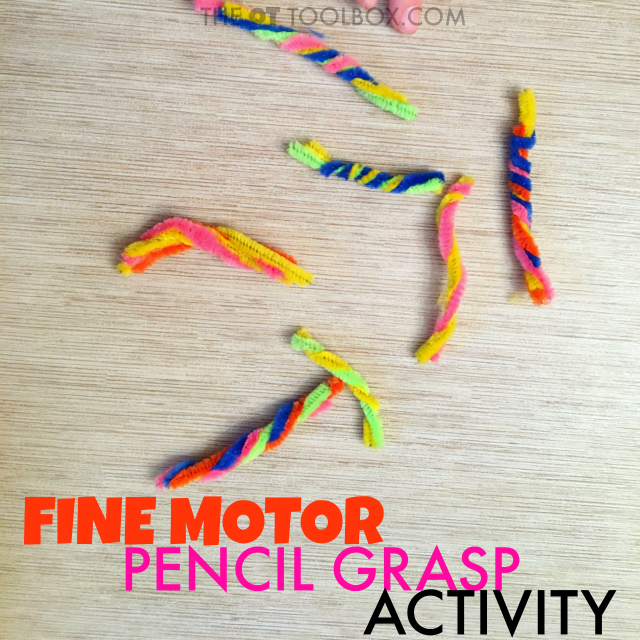 Use this fine motor strength pipe cleaner activity to help kids develop hand strength and the skills needed for a functional pencil grasp.