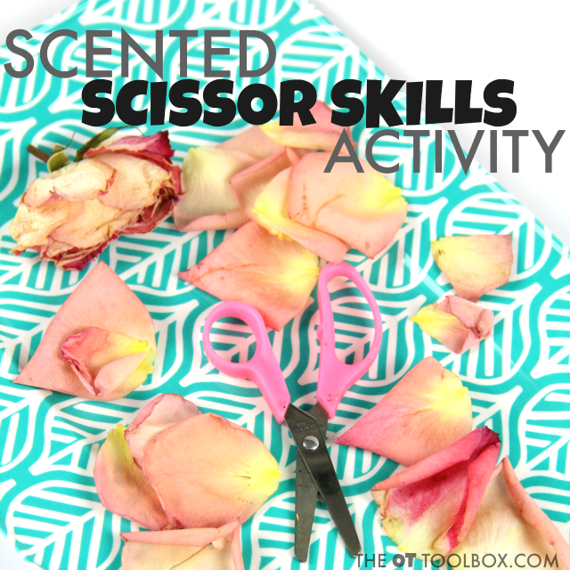 Use rose petals to work on scissor skills with kids 
