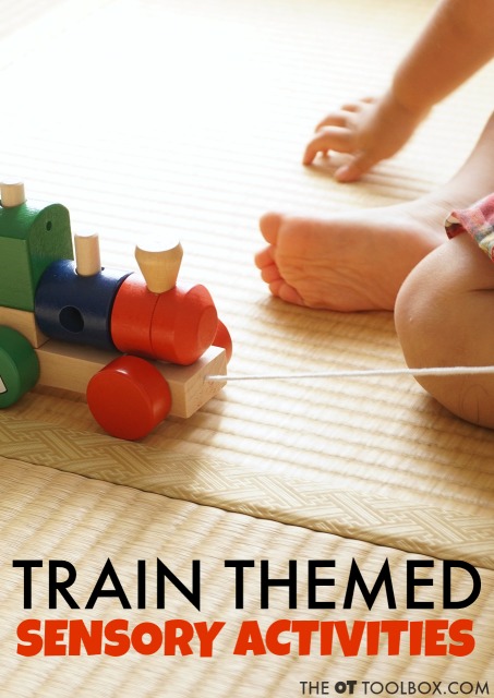 Use these train themed sensory ideas to help kids with sensory processing challenges to get the sensory input they crave and need using a special interest and motivating activities.