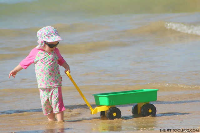 Kids with sensory processing challenges or SPD can use these sensory diet activities at the beach, perfect for Occupational Therapists to recommend as a home program for beach play or for families travelling to the beach for vacation.  