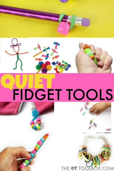 Quiet fidget tools for kids in the classroom to help with attention, fidgeting, or sensory needs.
