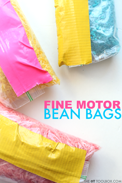 Kids can work on kinesthetic learning and kinesthetic fine motor skills with this bean bag activity that helps to address motor planning needs.
