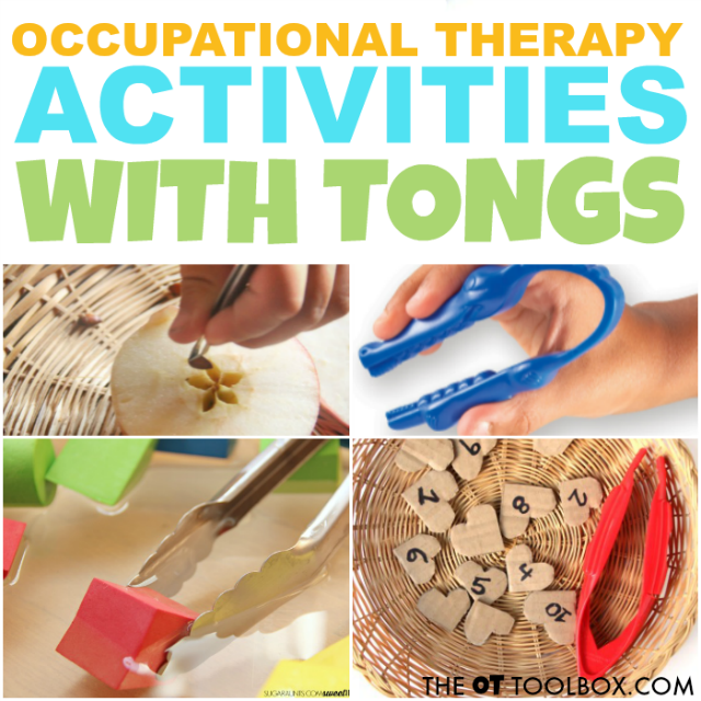 Use tongs to promote fine motor skills like these occupational therapy activities using tongs.