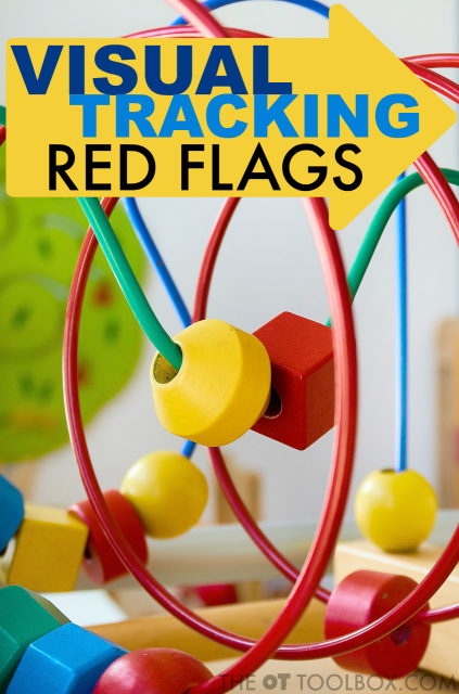 Visual tracking red flags can look like many different visual processing needs. Use this list of visual tracking problems and resulting visual needs to address visual tracking in kids.