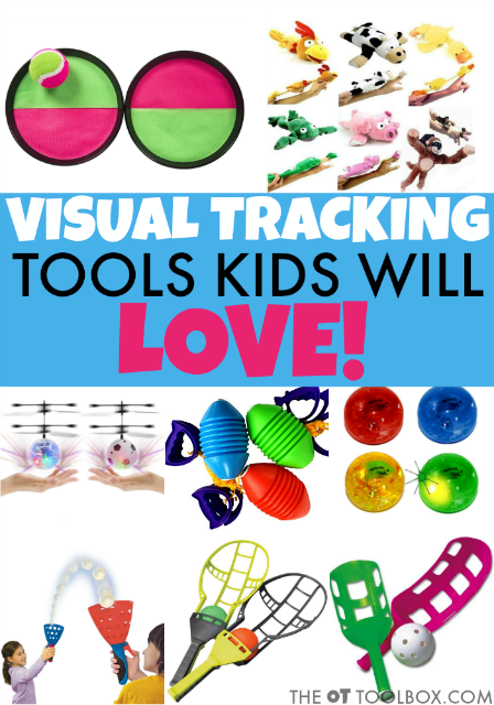 These visual tracking games will be a useful tool in helping kids with visual tracking needs to read, write, visually scan and complete other visual motor tasks, using fun tracking games and visual tools that kids will love to use in occupational therapy activities or as part of a therapy home program for visual tracking!