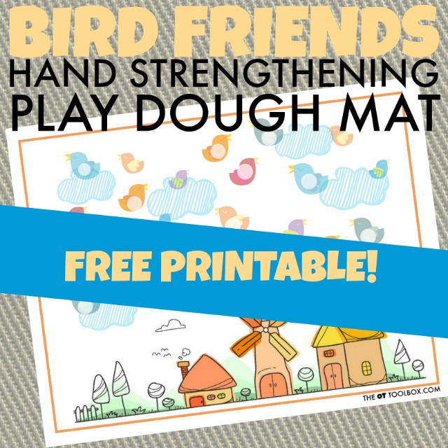 Kids will love playing with this play dough mat with a bird theme while using playdough activities to help increase fine motor strength like hand strength of the intrinsic muscles of the hands. It's a great activity to work on fine motor skills with a free bird play dough mat!