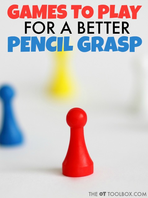 Kids can play these games to improve pencil grasp by increasing hand strength, fine motor skills and other areas needed for pencil grasp.