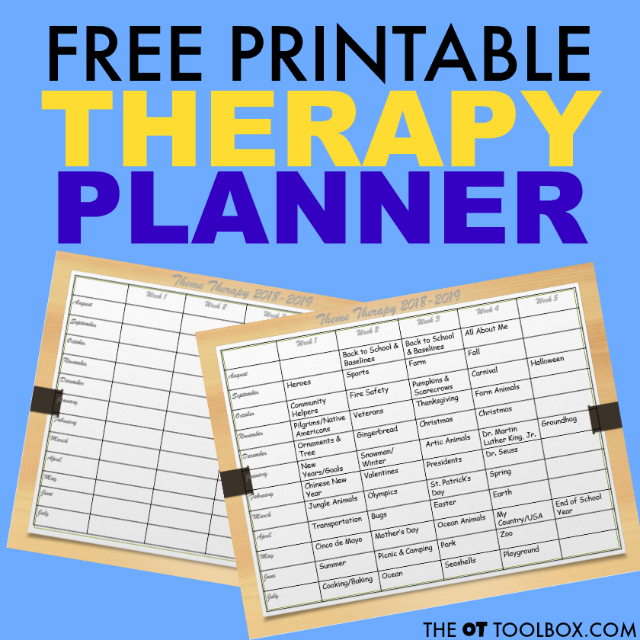 This free occupational therapy activity planner is perfect for the school based OT and planning occupational therapy themes and sessions.