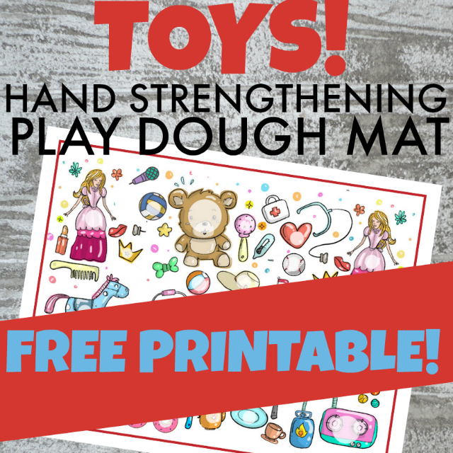 A los niños les encantará esta alfombrilla de plastilina gratuita con temática de juguete mientras desarrollan la fuerza de las manos y la motricidad fina.