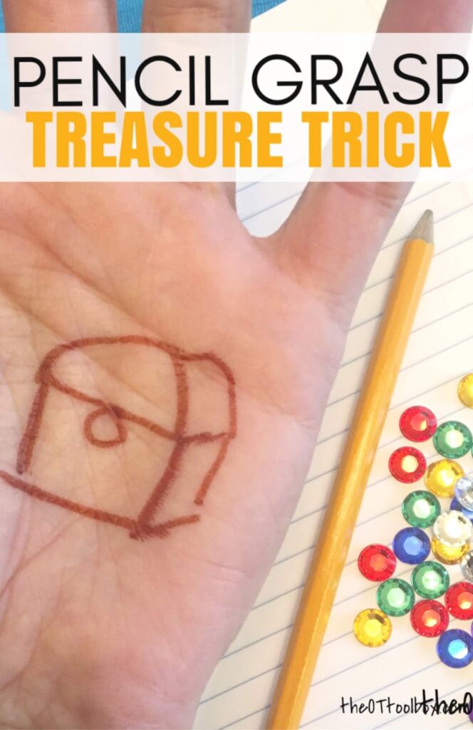Utiliza este truco de agarre del lápiz para enseñar a los niños a sujetar el lápiz y a escribir con un mejor agarre.  