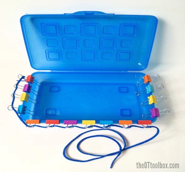 This pediatric occupational therapy activity helps kids with fine motor skills, bilateral coordination, and eye-hand coordination in occupational therapy.