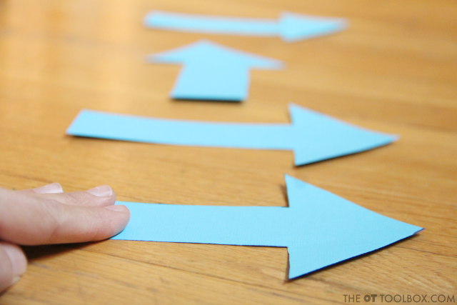 Direction following activities with arrows are a fun way to teach kids directionality and teach left and right with movement.
