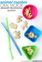 Sensory activity for kids with animal crackers