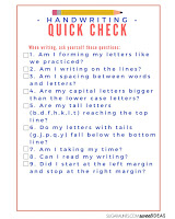  Handwriting self-assessment quick check list
