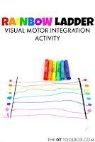 Kids will love this rainbow visual motor activity to address the skills needed for handwriting.