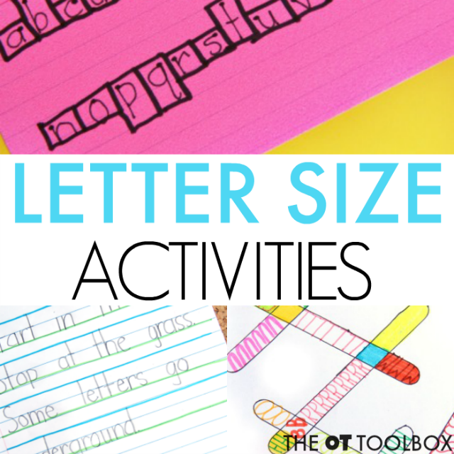 Size awareness in handwriting activities for kids