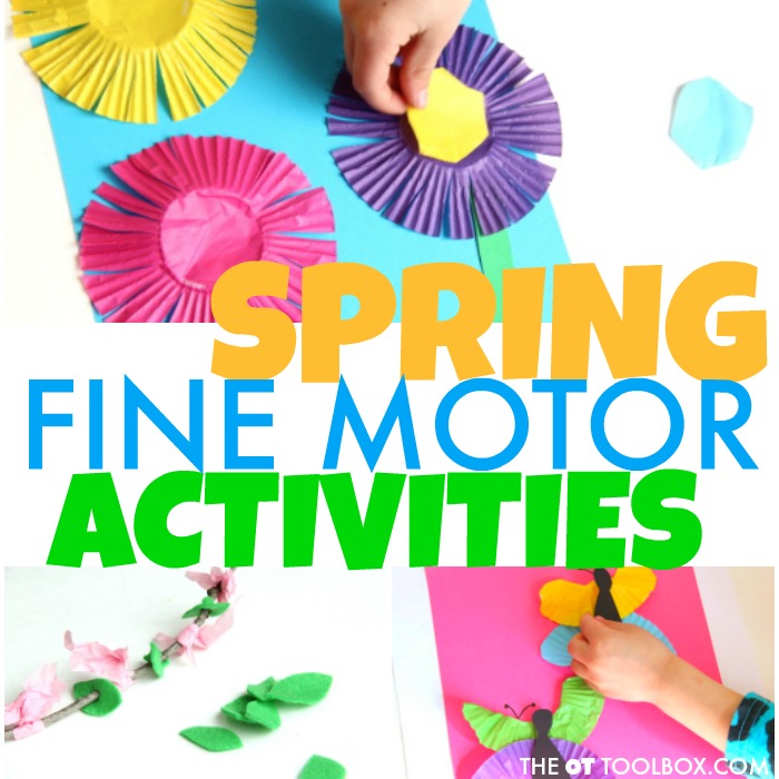 These Spring fine motor activities are great to help kids develop hand strength, pencil grasp, grasp, and precision with bunny activities, flower activities, and other Spring theme ideas for kids.