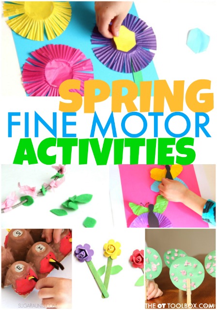 These Spring fine motor activities are great to help kids develop hand strength, pencil grasp, grasp, and precision with bunny activities, flower activities, and other Spring theme ideas for kids.