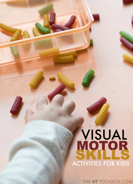 Looking for easy and fun ways to work on visual motor skills? Kids will love to work on fine motor activities that improve eye-hand coordination and the visual motor skills needed for tasks like handwriting.