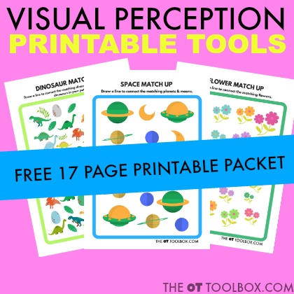 Use visual perception worksheets to work on visual perceptual skills like figure-ground, visual discrimination, visual closure, visual attention, and other skills needed for handwriting, reading, and learning.