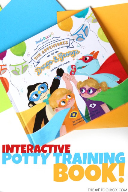 Utiliza un libro de entrenamiento para ir al baño, como el libro Kudo banz potty party, para enseñar a los niños aspectos relacionados con el uso del baño.