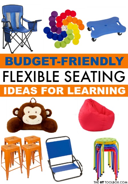 Entre las ideas de asientos flexibles y baratos para el aula se encuentran las sillas de camping, las sillas de playa, los sacos de judías y los cojines.