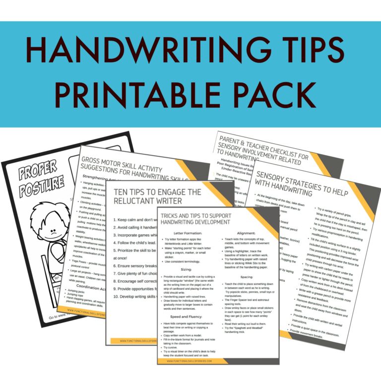Handwriting Tips Printable Pack - The OT Toolbox