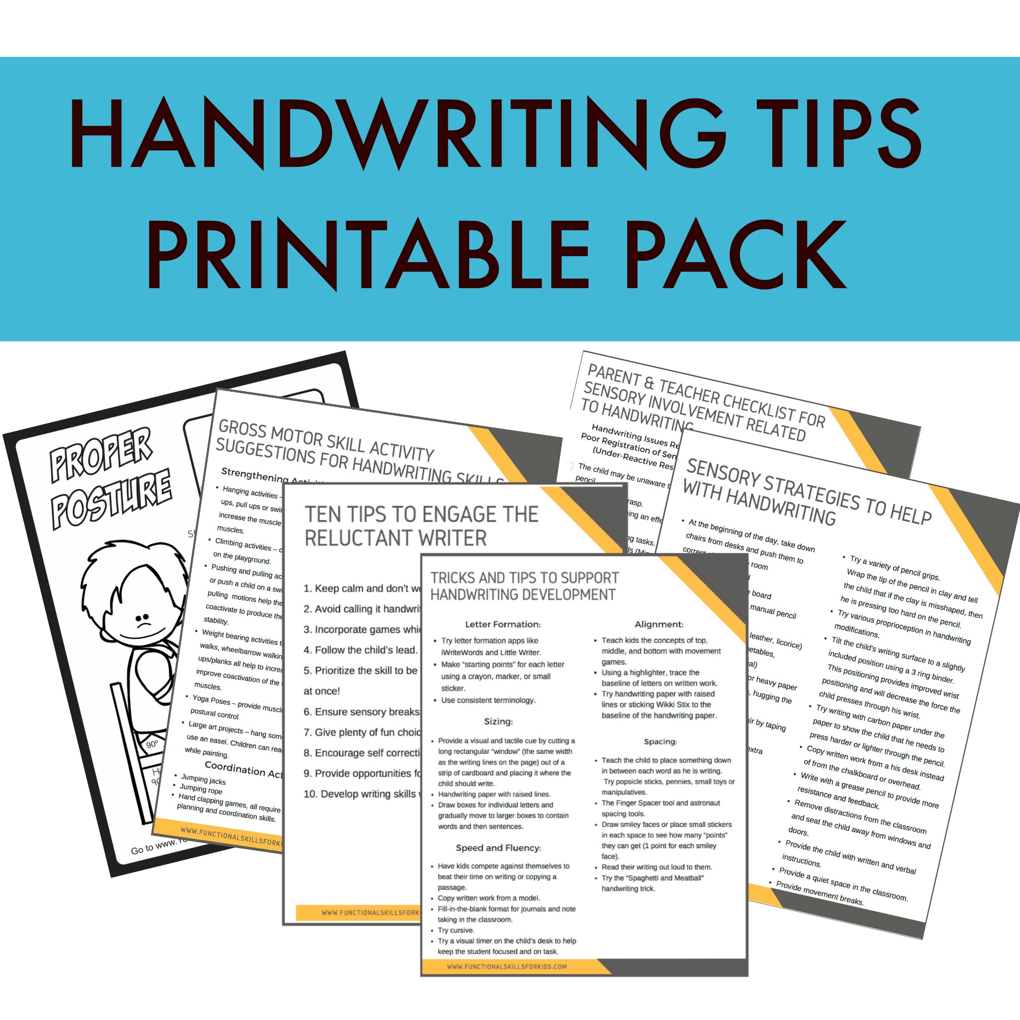 handwriting tips printable pack