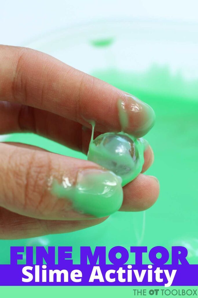 Use slime to help kids work on pencil grasp in a fun and out of the box activity.