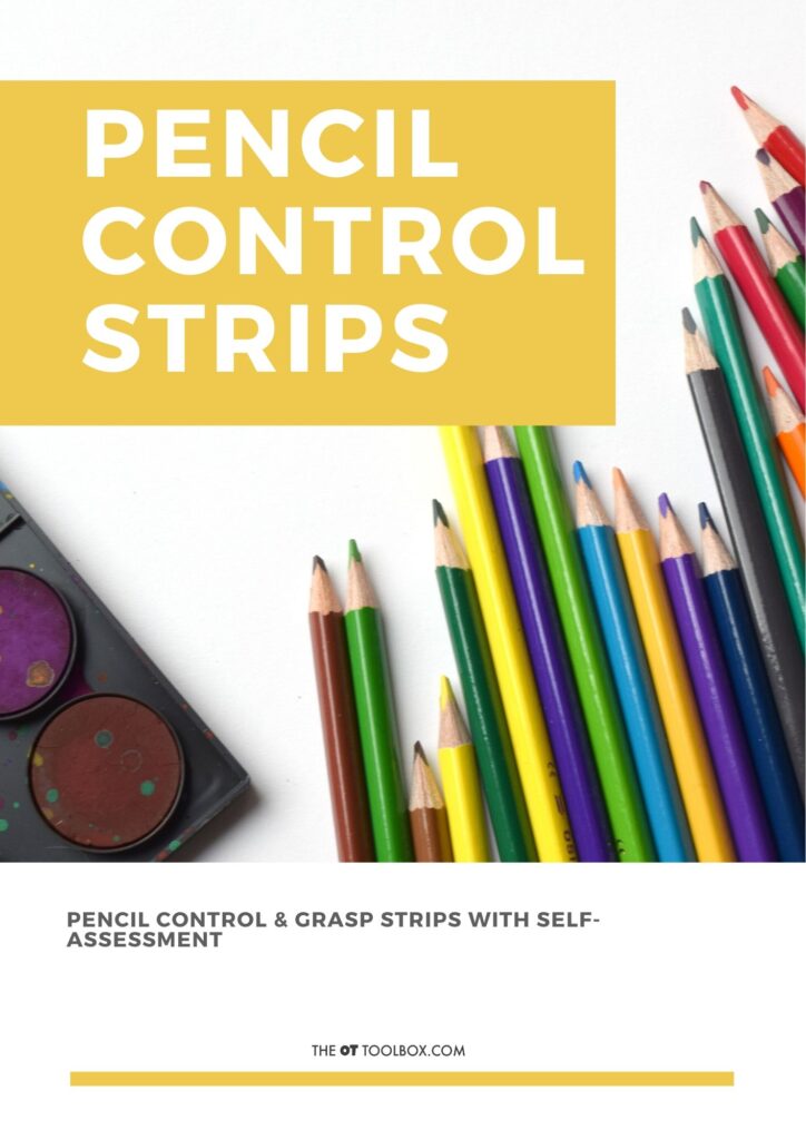 Pencil control strips for working on pencil accuracy and coordination with handwriting